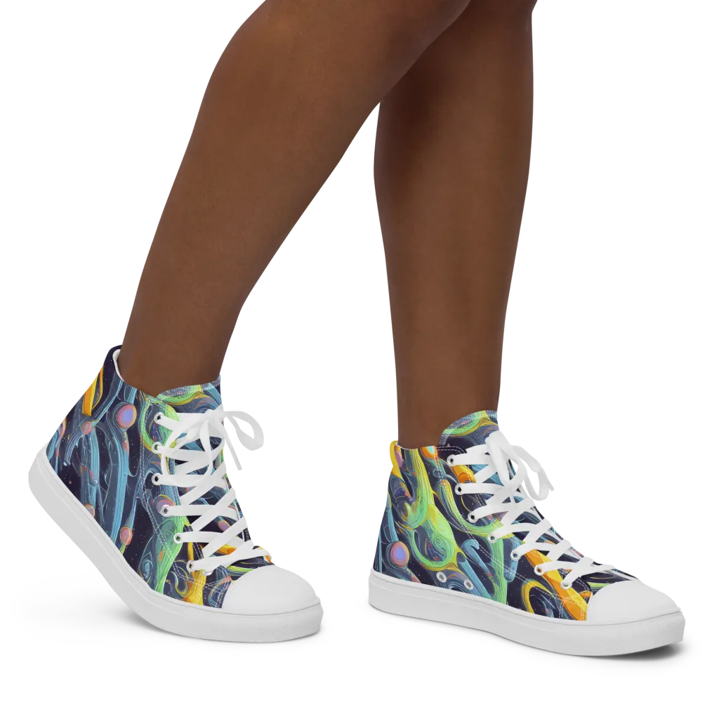 Interstellar Flow on Women's High Top Canvas Shoes — Right