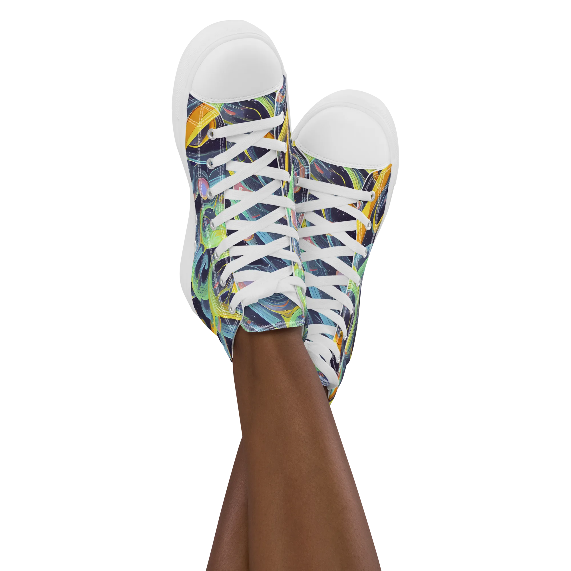 Interstellar Flow on Women's High Top Canvas Shoes — Front