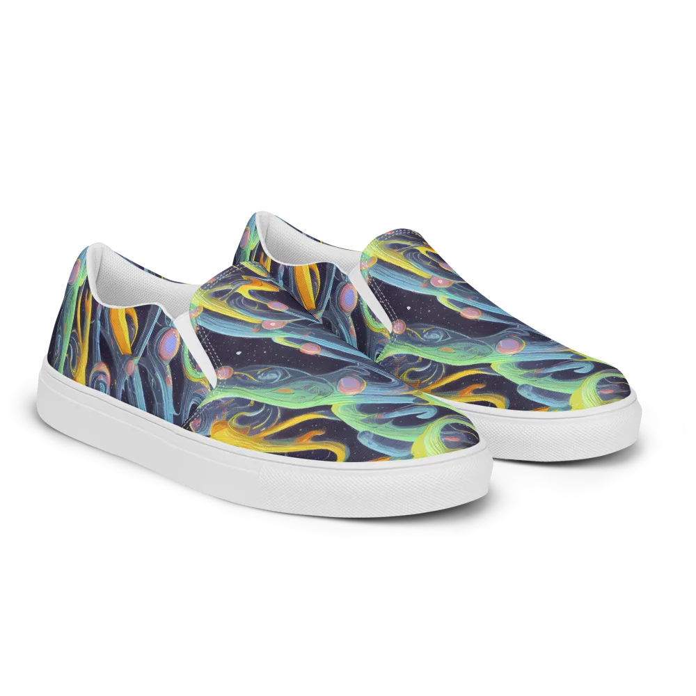 Interstellar Flow on Women's Slip-On Canvas Shoes — Right Front