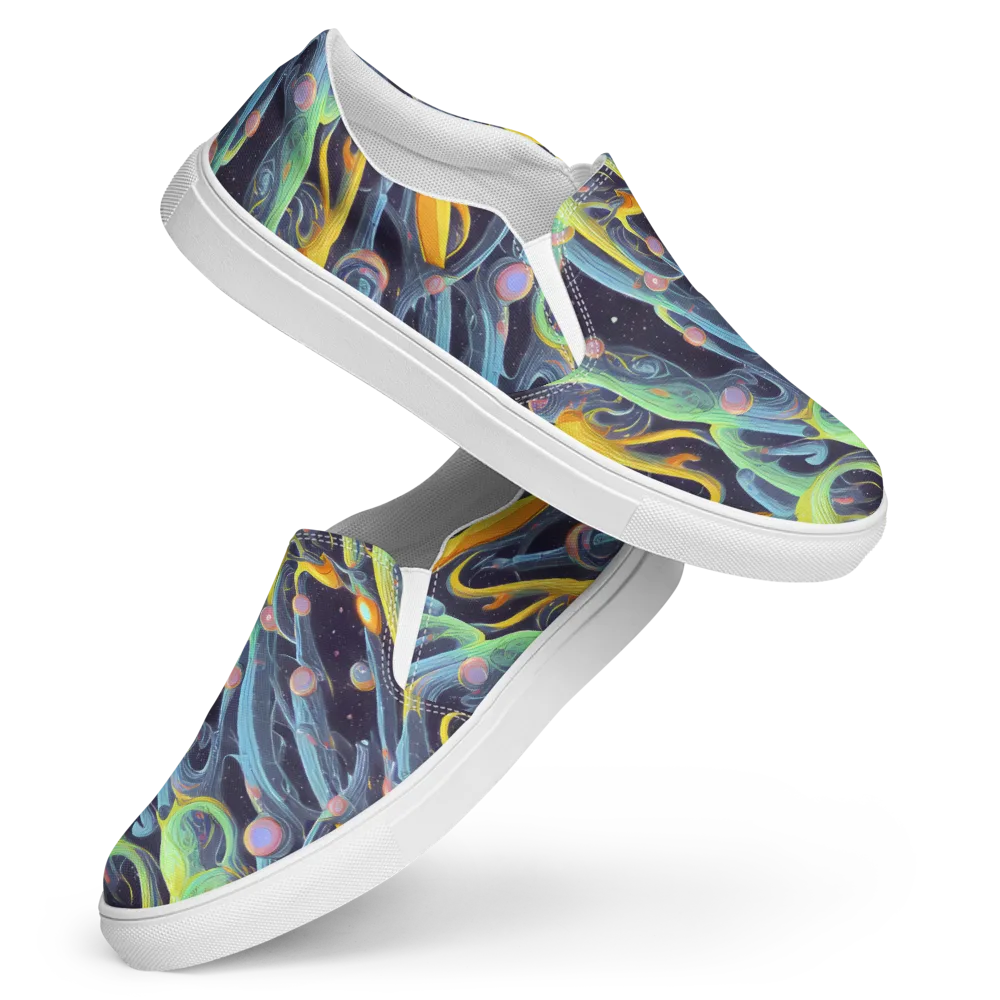 Interstellar Flow on Women's Slip-On Canvas Shoes — Front