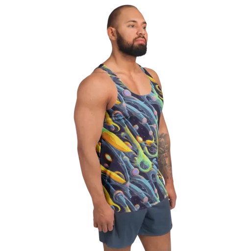 Interstellar Flow on a Men's Tank Top