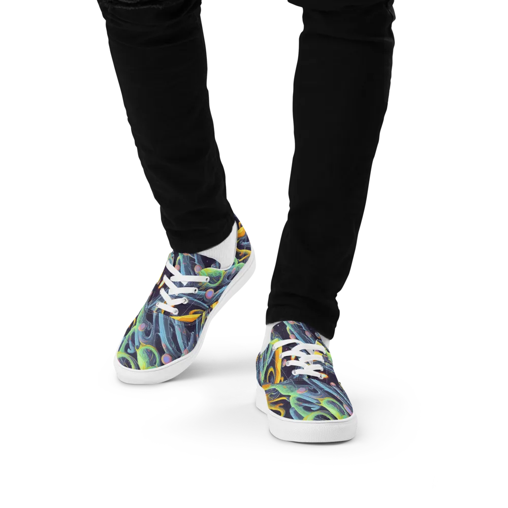 Interstellar Flow on Men's Lace-Up Canvas Shoes — Front