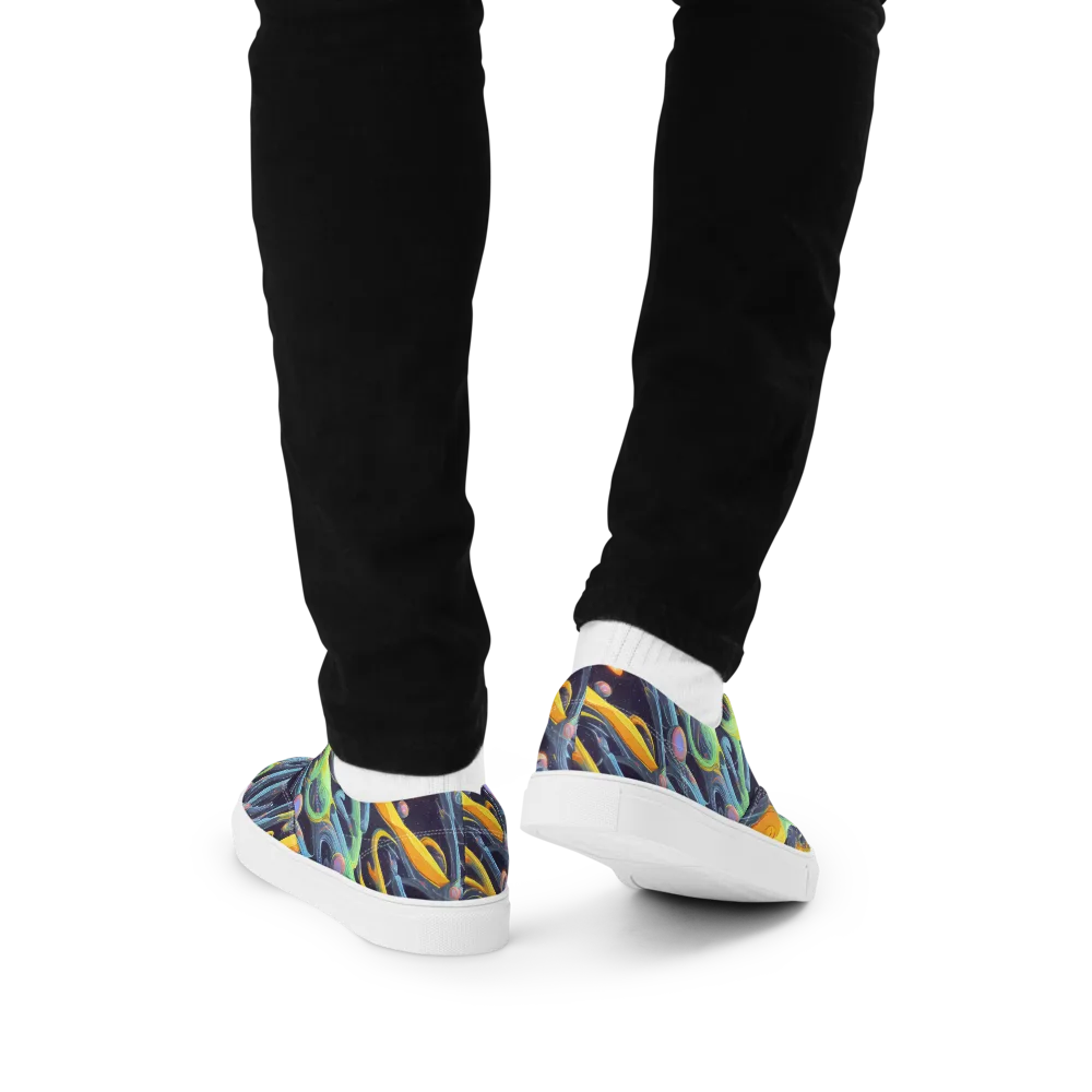 Interstellar Flow on Men's Lace-Up Canvas Shoes — Back