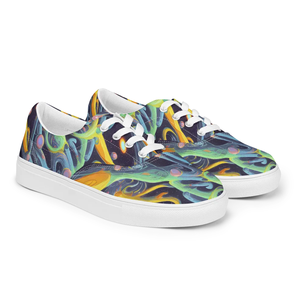 Interstellar Flow on Men's Lace-Up Canvas Shoes — Right Front