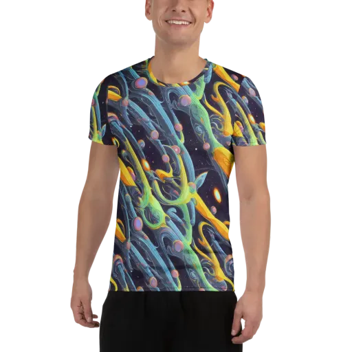 Interstellar Flow on a Men's Athletic T-Shirt