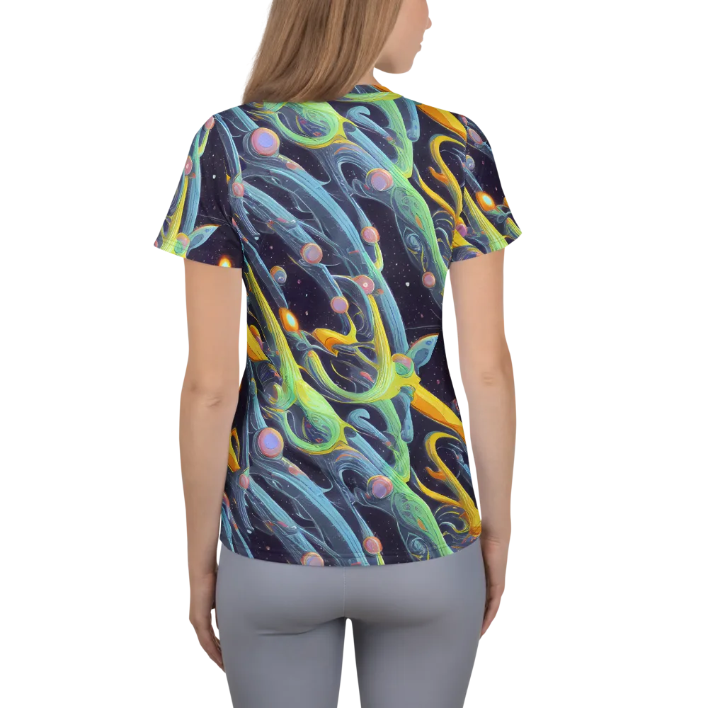 Interstellar Flow on Women's Athletic T-Shirt — Back