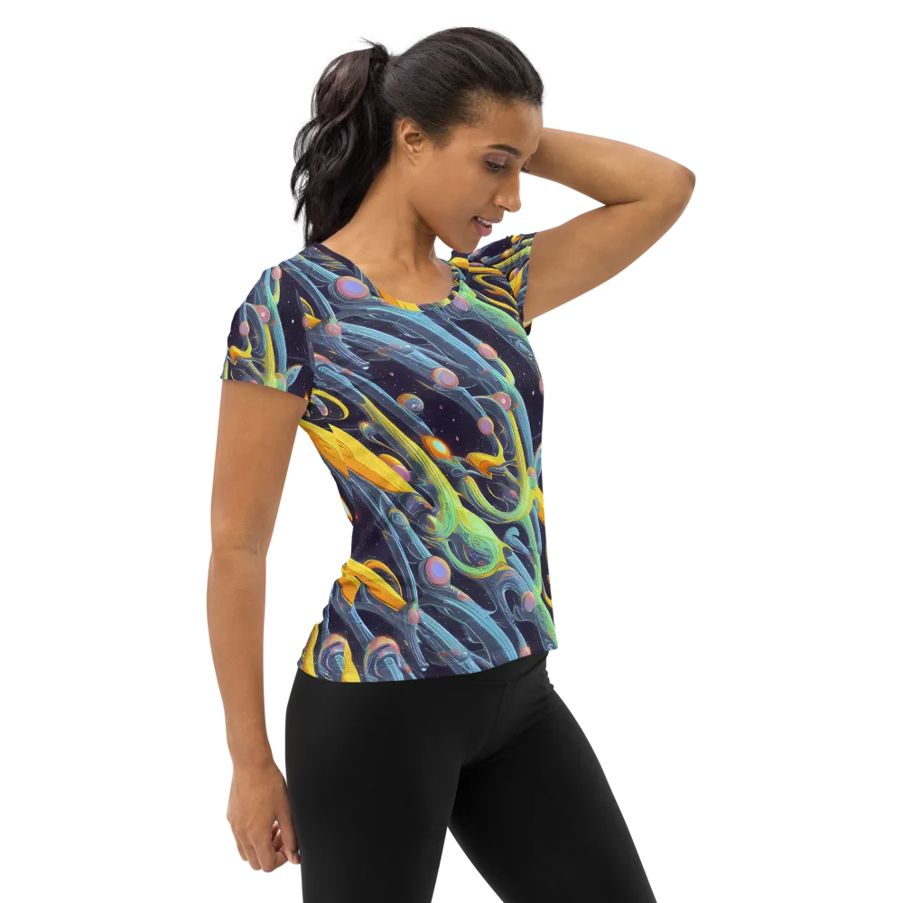 Interstellar Flow on Women's Athletic T-Shirt — Right