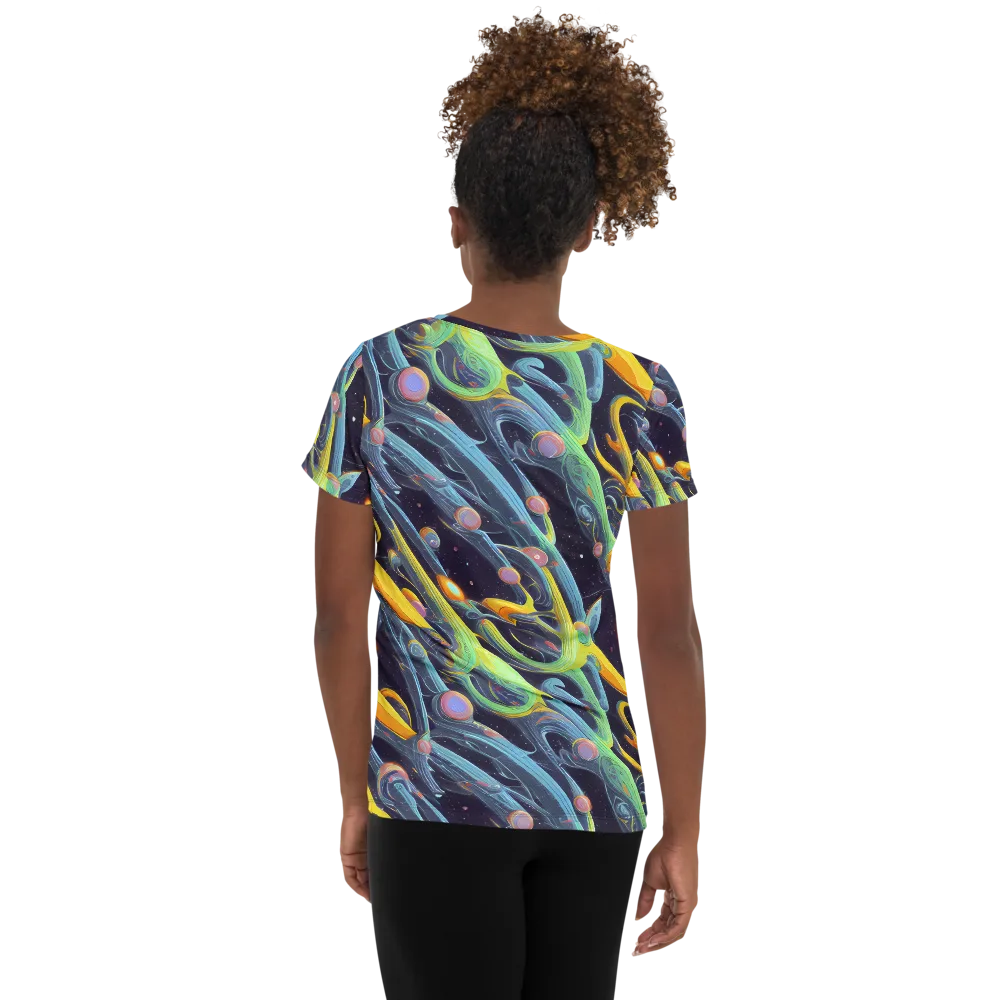 Interstellar Flow on Women's Athletic T-Shirt — Back