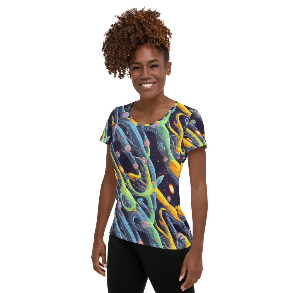 Interstellar Flow on Women's Athletic T-Shirt — Left