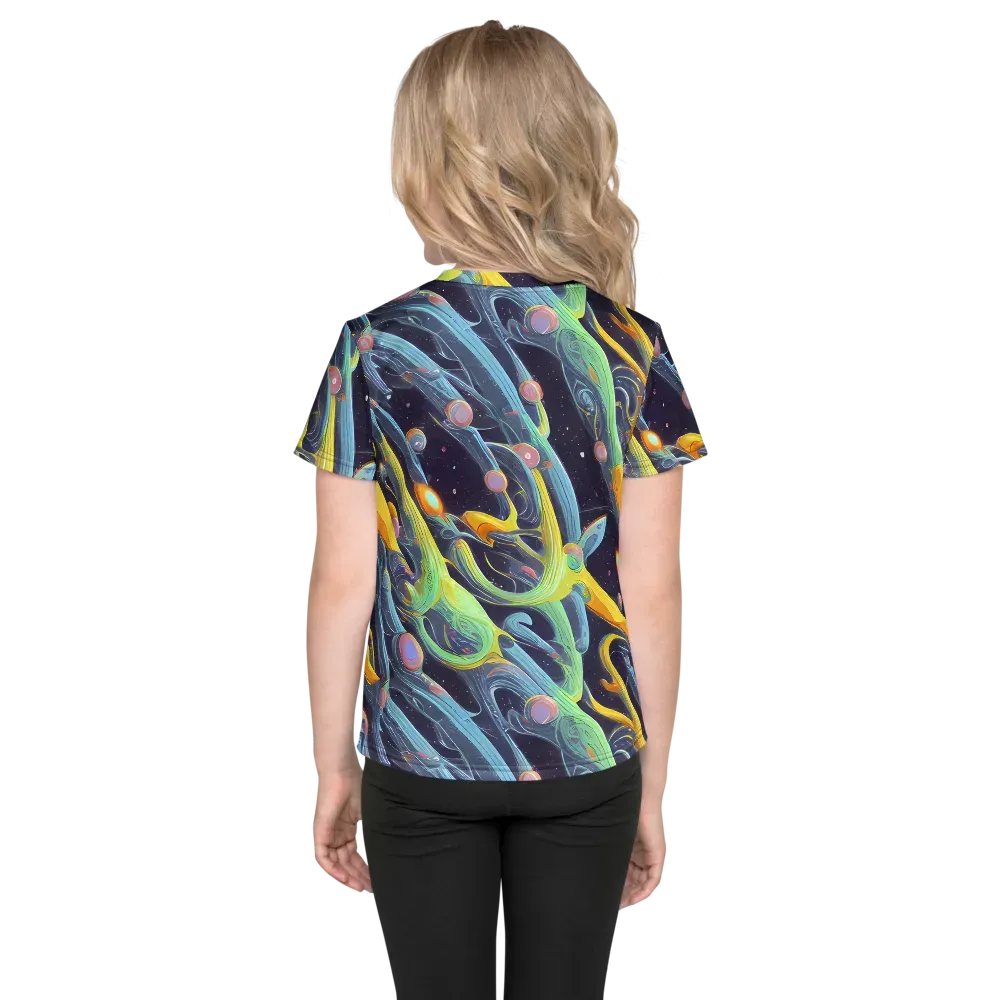 Interstellar Flow on Kids Crew Neck T-Shirt — Back