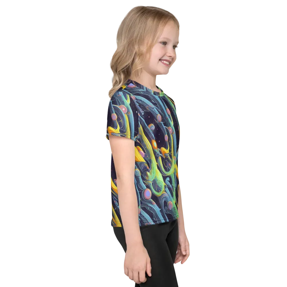 Interstellar Flow on Kids Crew Neck T-Shirt — Right