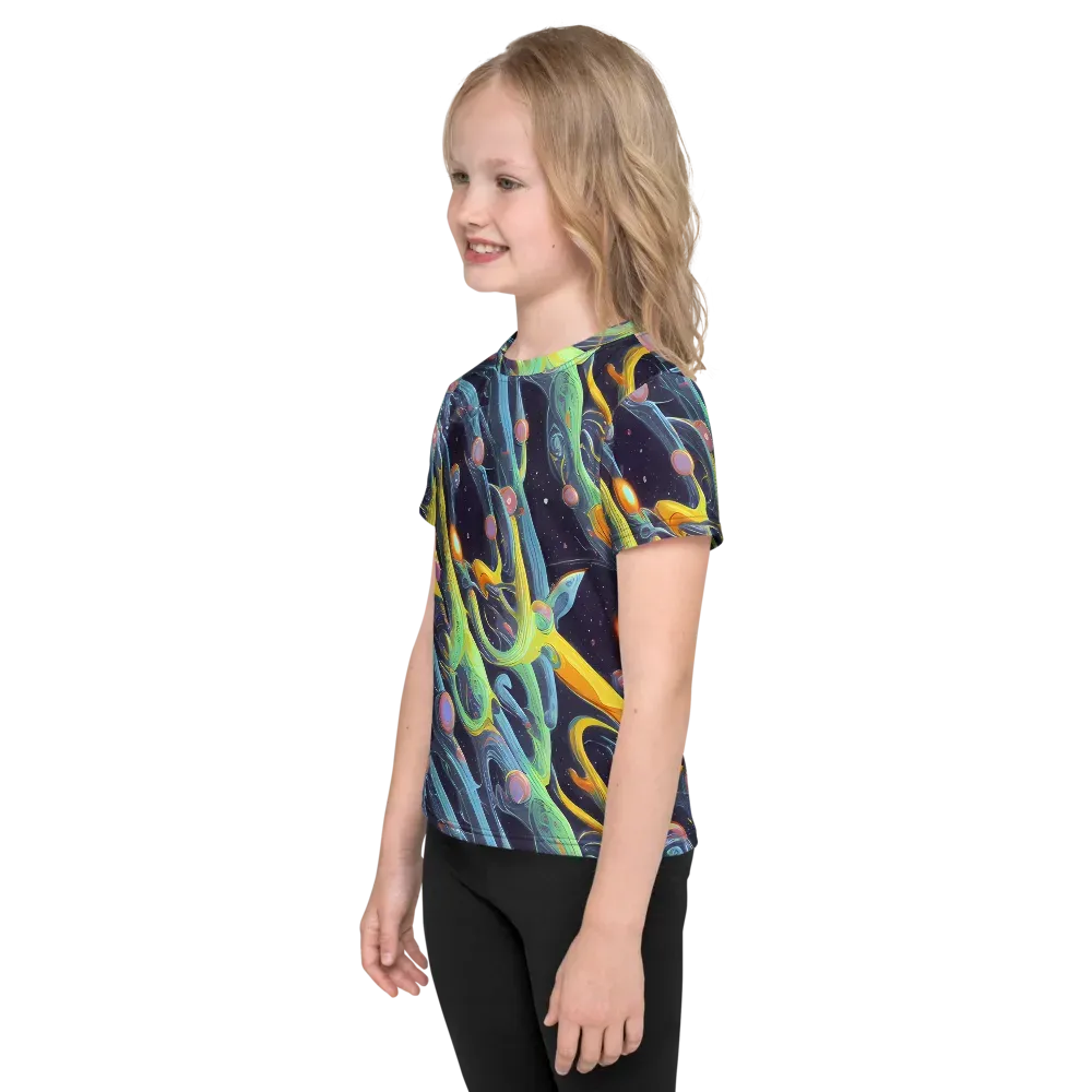 Interstellar Flow on Kids Crew Neck T-Shirt — Left