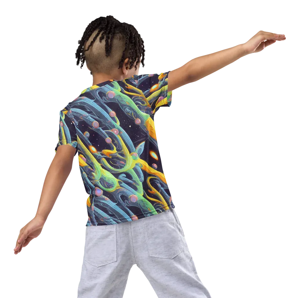 Interstellar Flow on Kids Crew Neck T-Shirt — Back