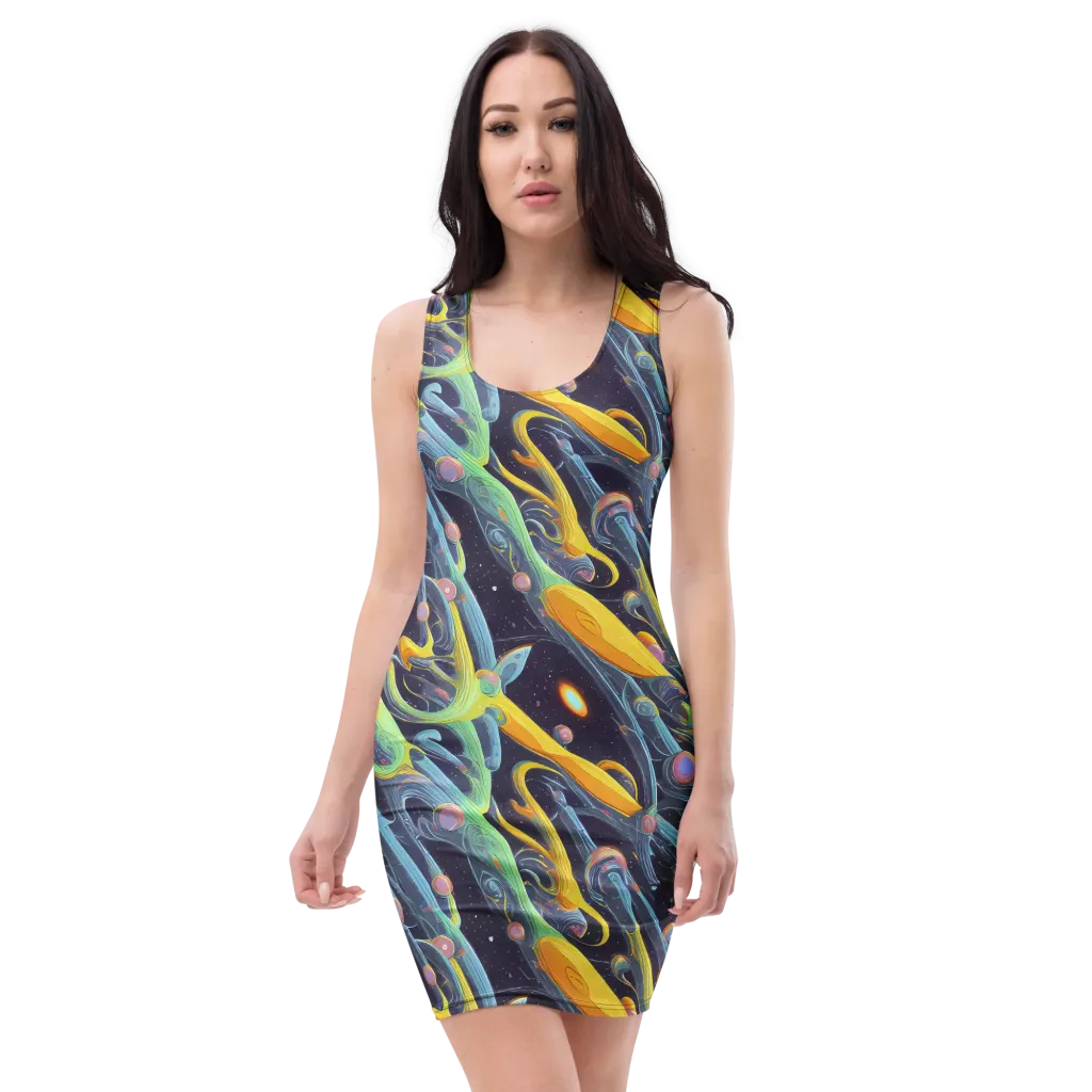 Interstellar Flow on Bodycon Dress — Front