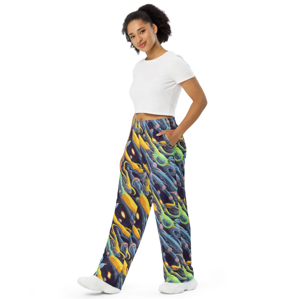 Interstellar Flow on Wide-Leg Pants — Left Front