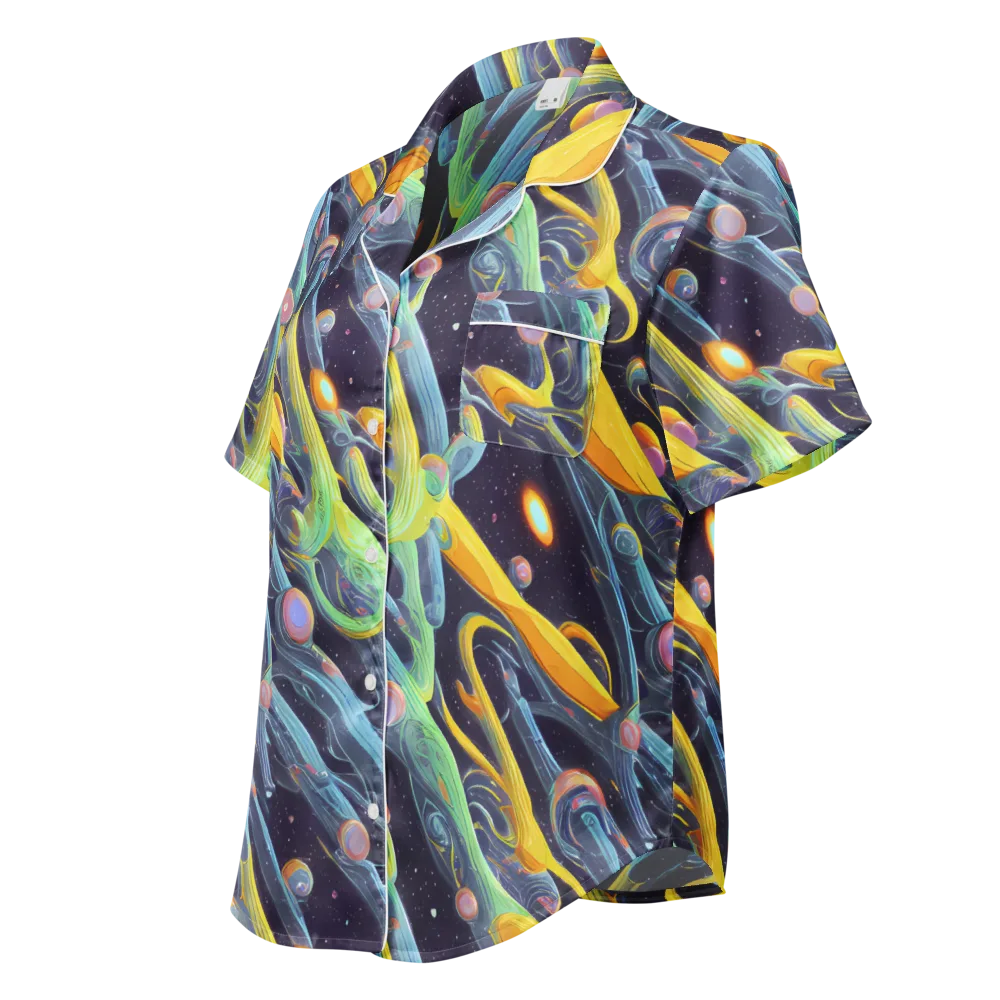 Interstellar Flow on Women's Short Sleeve Pajama Top — Left Front