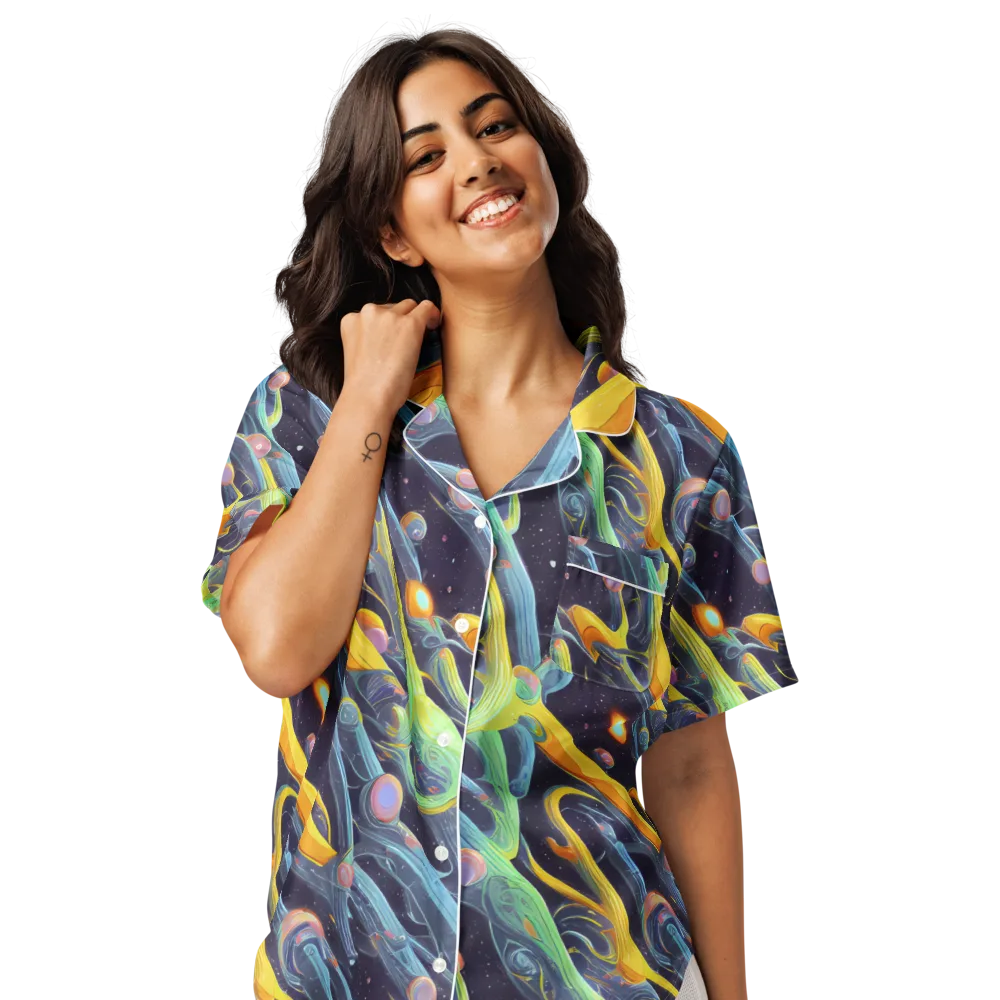 Interstellar Flow on Women's Short Sleeve Pajama Top — Front
