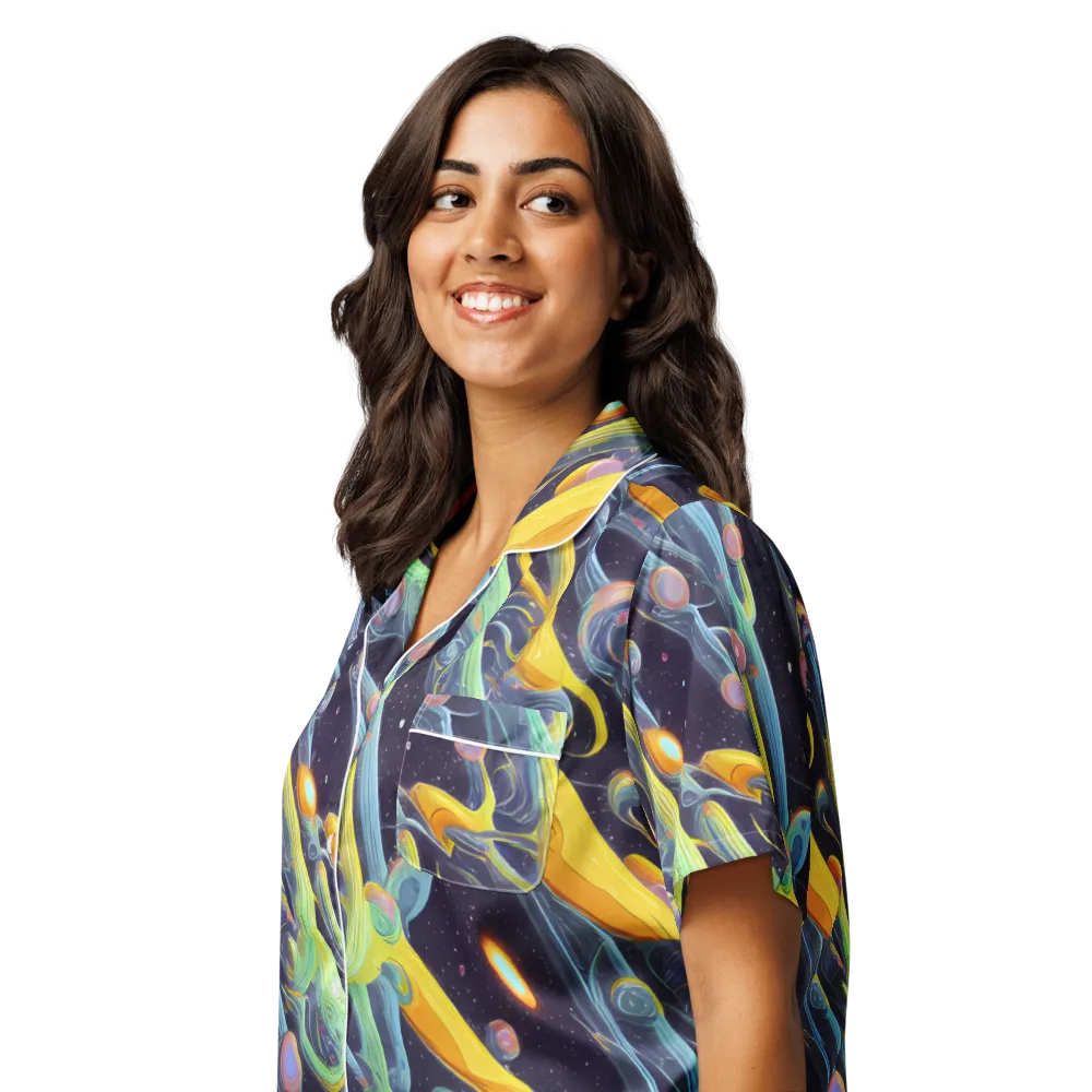 Interstellar Flow on Women's Short Sleeve Pajama Top — Left Front