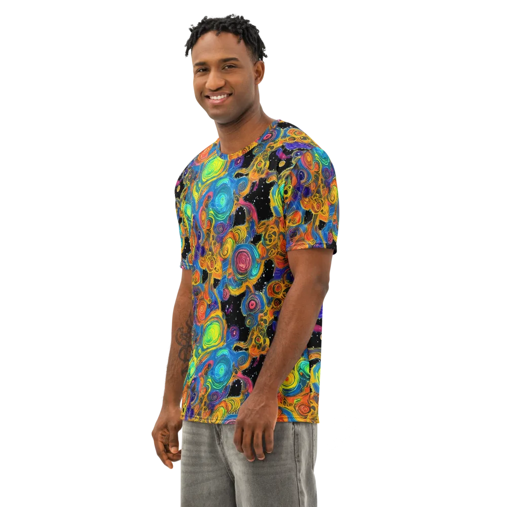 Rainbow Abyss on Men's Cotton Crew Neck T-Shirt — Left Front