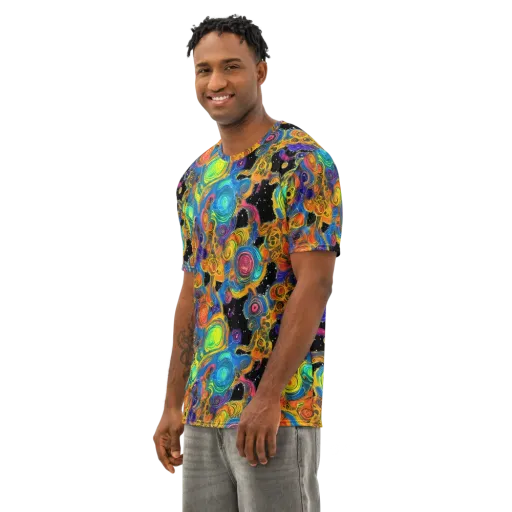 Rainbow Abyss on a Men's Cotton Crew Neck T-Shirt