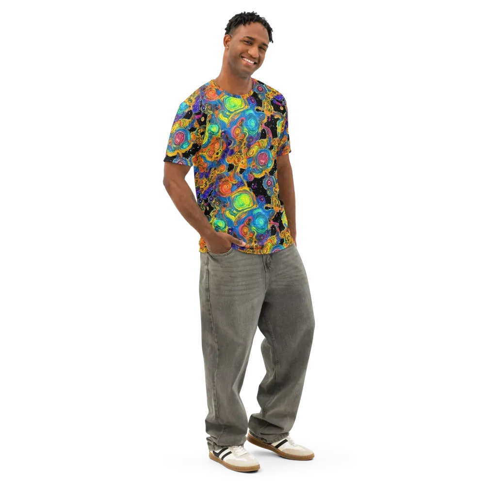 Rainbow Abyss on Men's Cotton Crew Neck T-Shirt — Right Front
