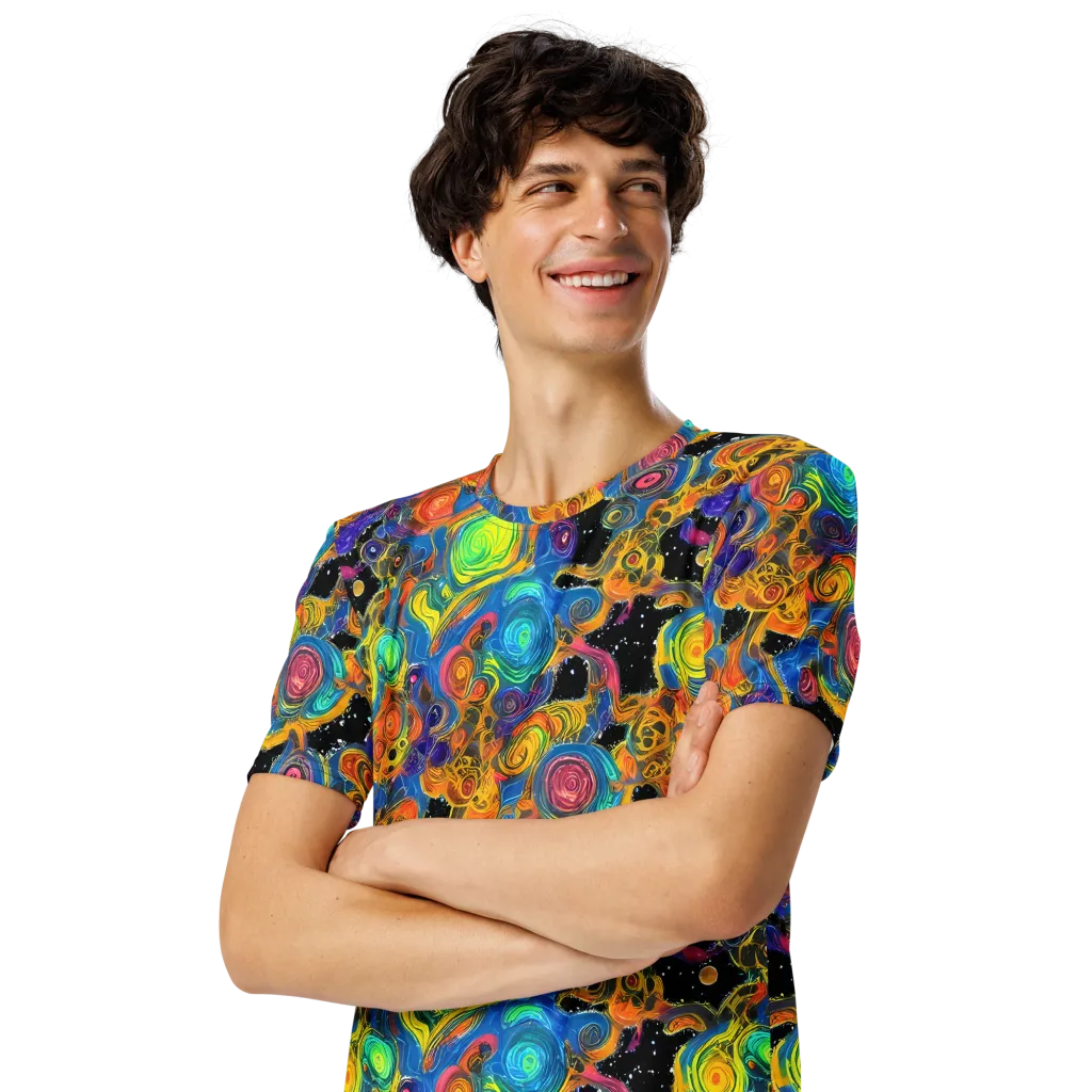 Rainbow Abyss on Men's Crew Neck T-Shirt — Left Front