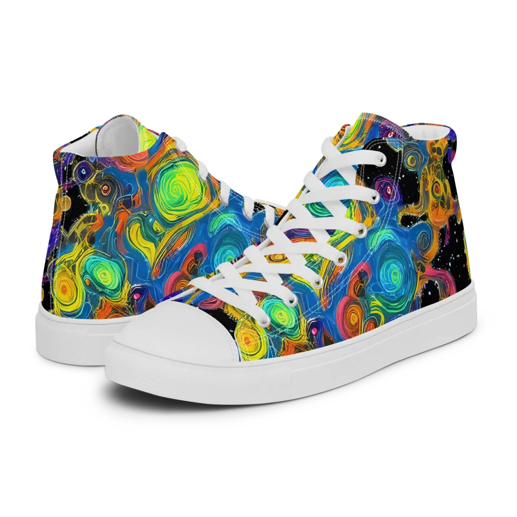 Rainbow Abyss on Men's High Top Canvas Shoes — Left