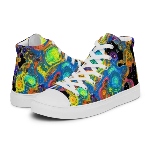 Rainbow Abyss on a Men's High Top Canvas Shoes