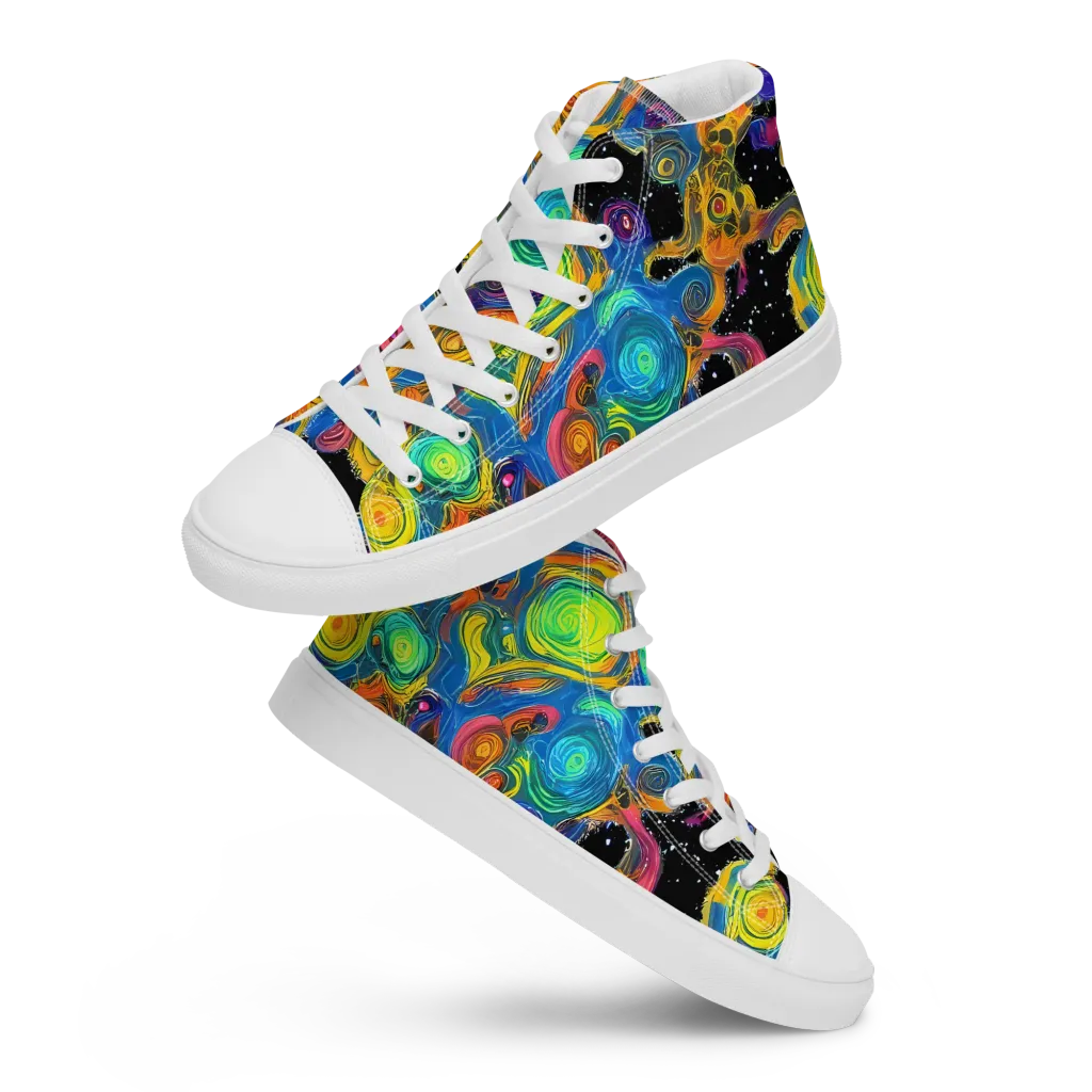 Rainbow Abyss on Men's High Top Canvas Shoes — Front