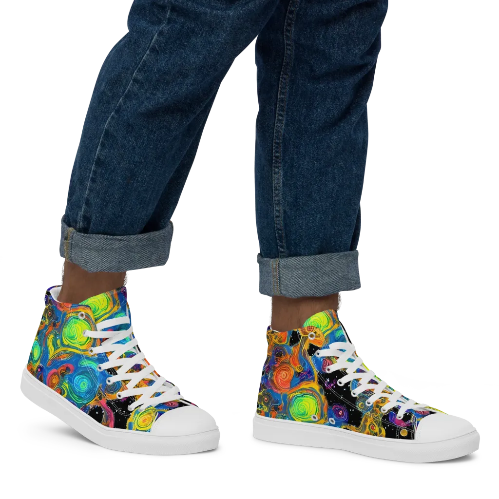 Rainbow Abyss on Men's High Top Canvas Shoes — Right