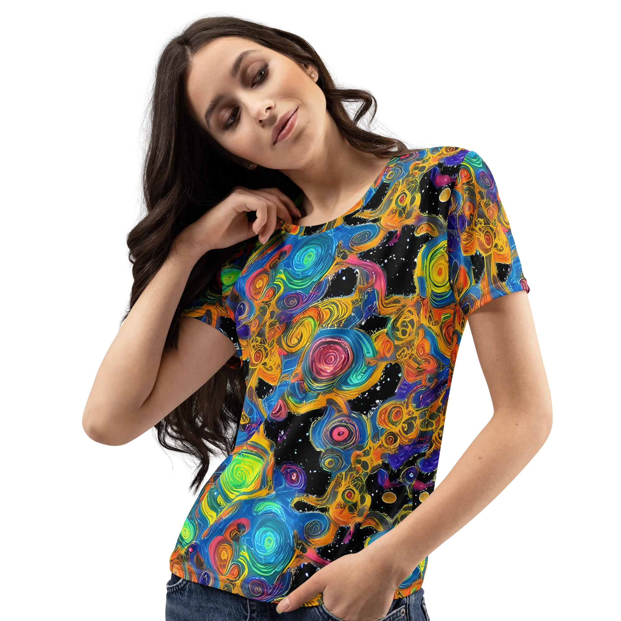 Rainbow Abyss on Women's Crew Neck T-Shirt — Left Front