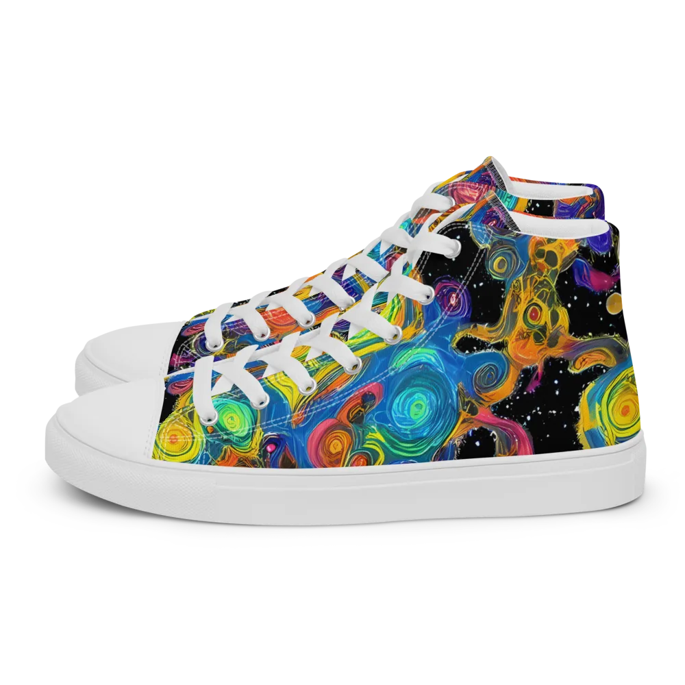 Rainbow Abyss on Women's High Top Canvas Shoes — Left