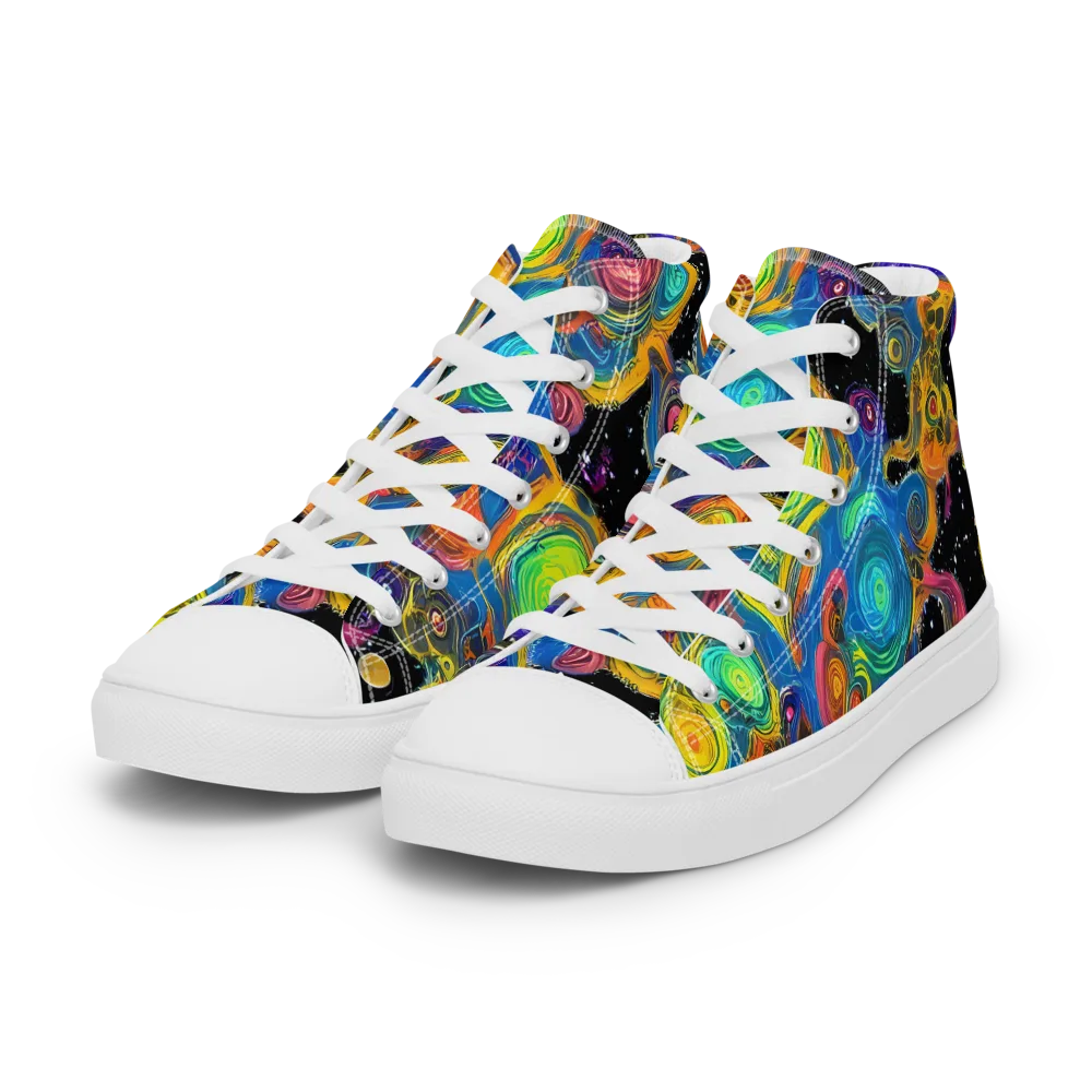 Rainbow Abyss on Women's High Top Canvas Shoes — Left Front