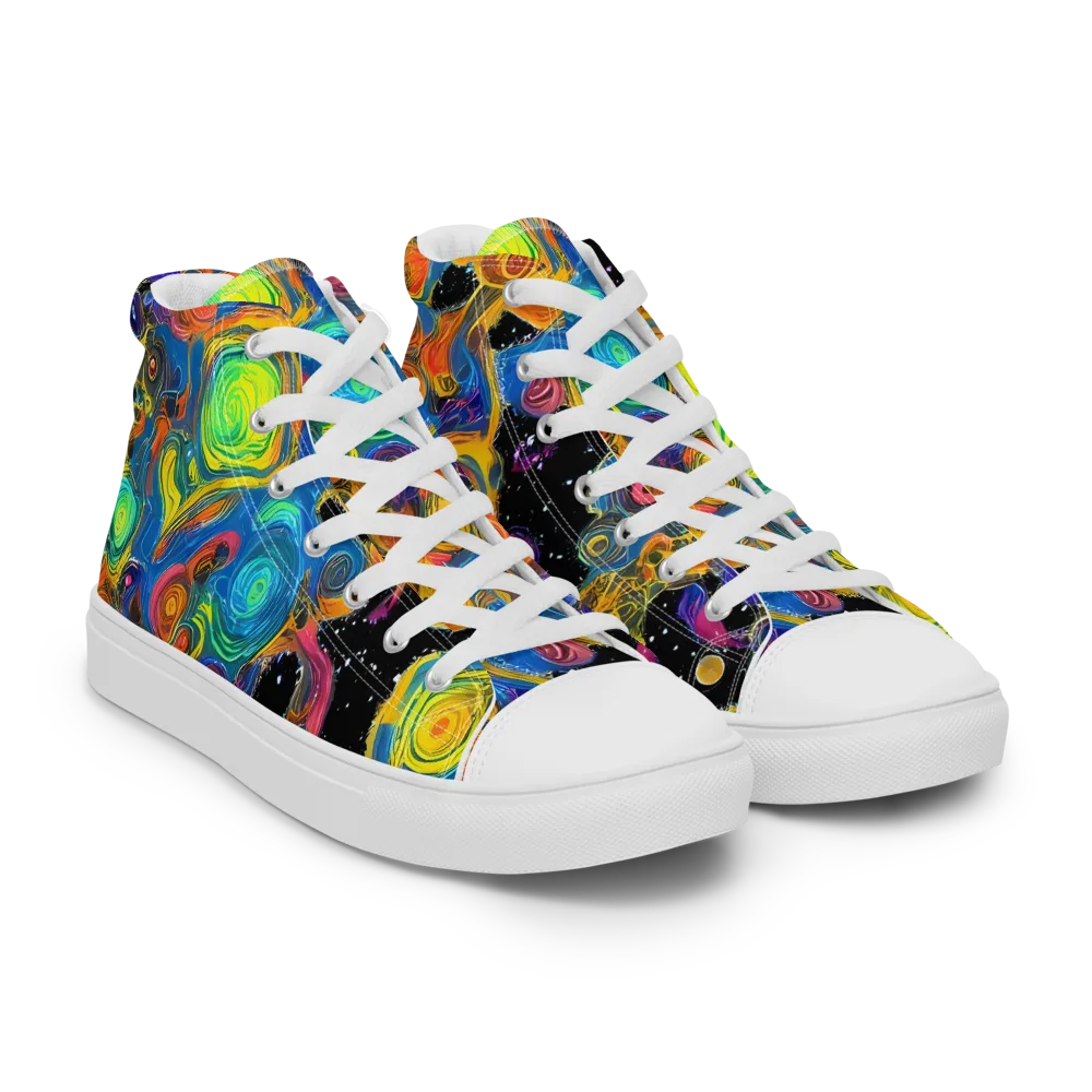 Rainbow Abyss on Women's High Top Canvas Shoes — Right Front