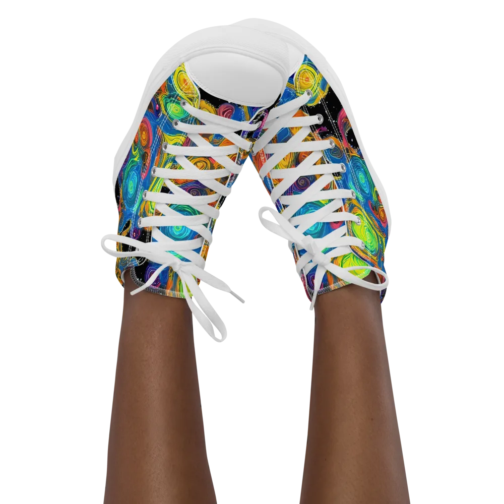 Rainbow Abyss on Women's High Top Canvas Shoes — Front