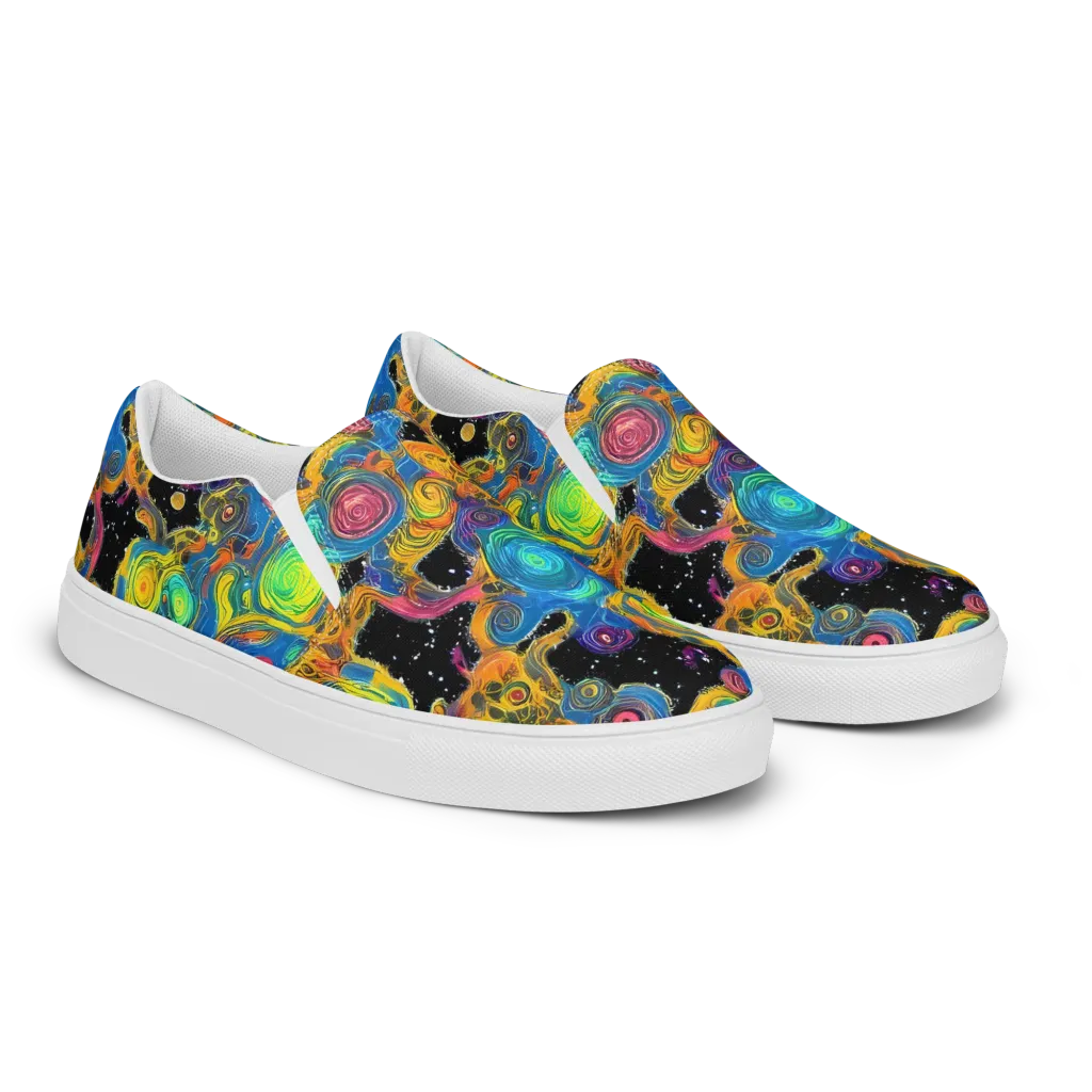 Rainbow Abyss on Men's Slip-On Canvas Shoes — Right Front