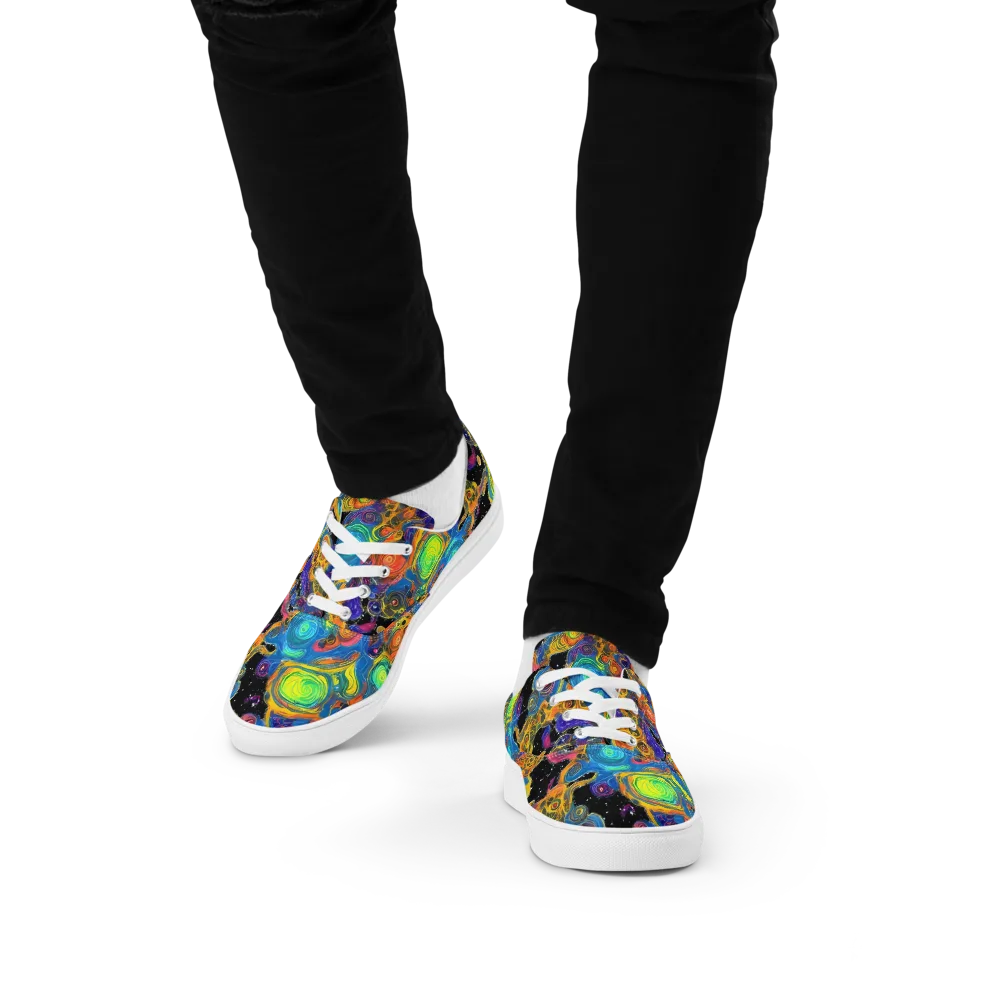 Rainbow Abyss on Men's Lace-Up Canvas Shoes — Front