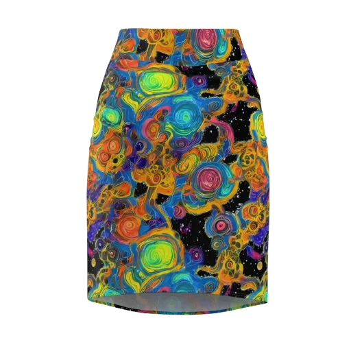 Rainbow Abyss on a Pencil Skirt