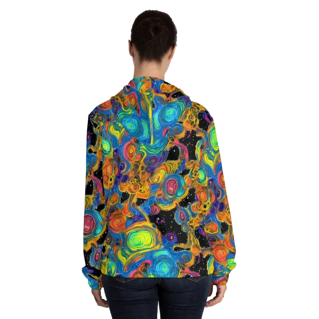 Rainbow Abyss on Women's Full-Zip Hoodie — Back On Person