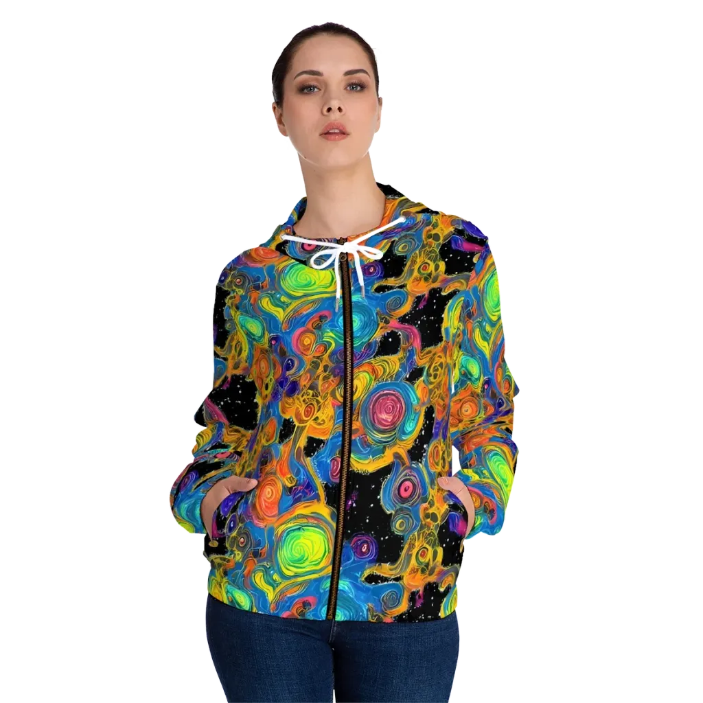 Rainbow Abyss on Women's Full-Zip Hoodie — Front On Person