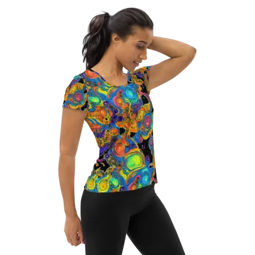 Rainbow Abyss on a Women's Athletic T-Shirt