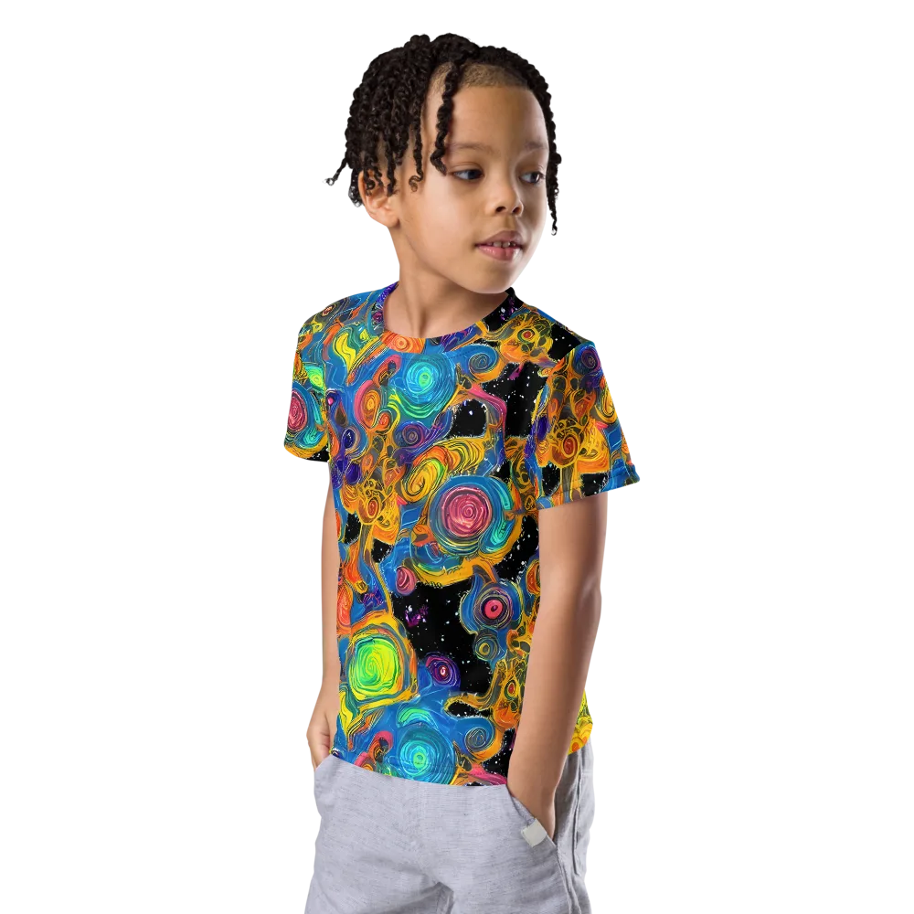 Rainbow Abyss on Kids Crew Neck T-Shirt — Left Front