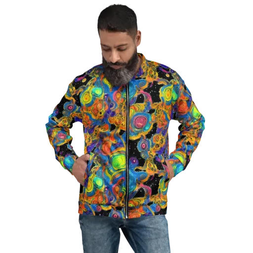 Rainbow Abyss on a Bomber Jacket