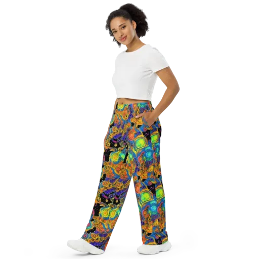 Rainbow Abyss on a Wide-Leg Pants