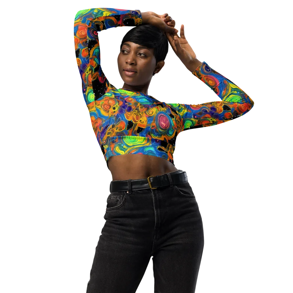 Rainbow Abyss on Long Sleeve Crop Top — Front