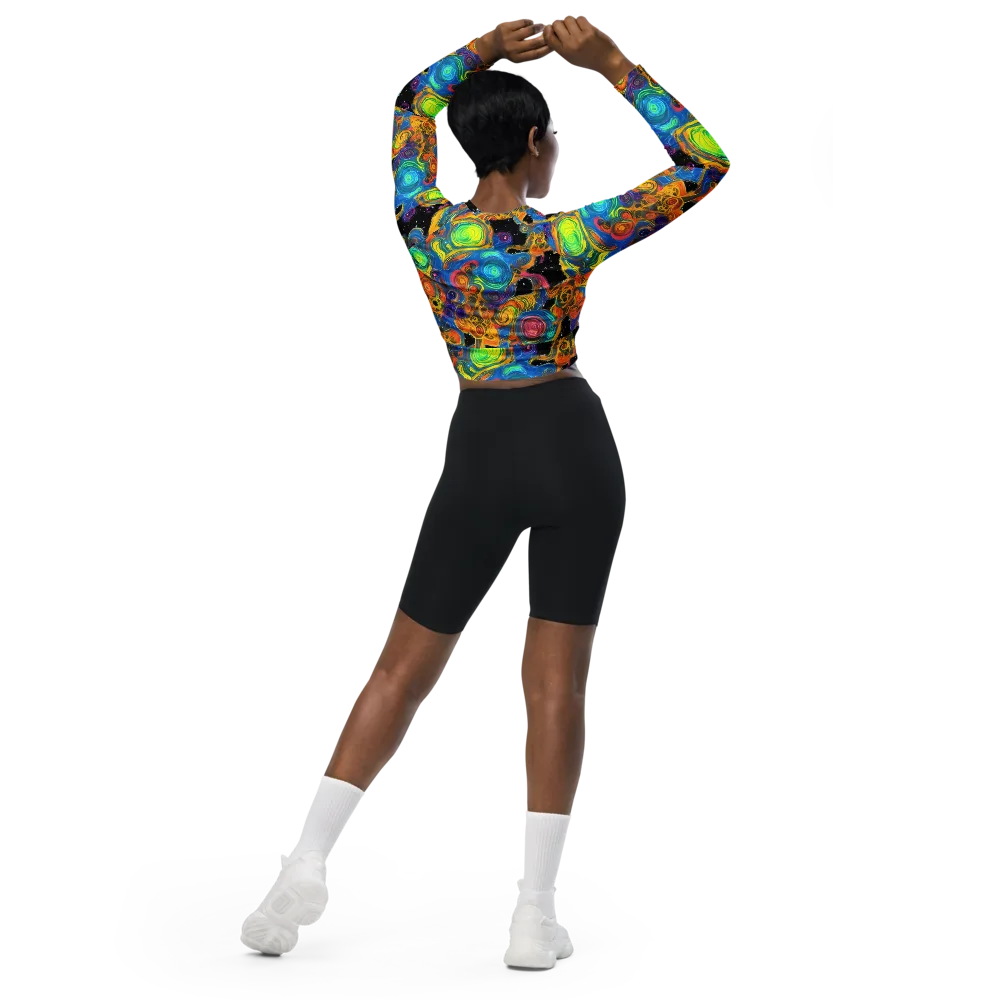 Rainbow Abyss on Long Sleeve Crop Top — Back
