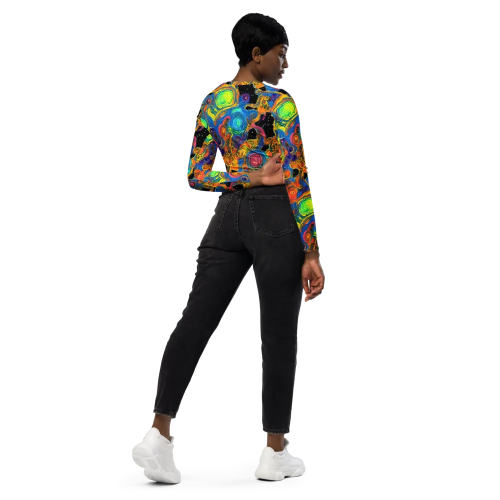 Rainbow Abyss on Long Sleeve Crop Top — Right Back