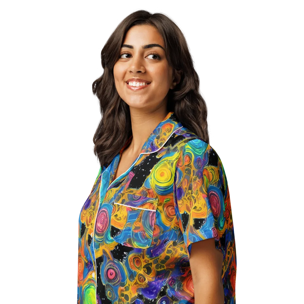Rainbow Abyss on Women's Short Sleeve Pajama Top — Left Front