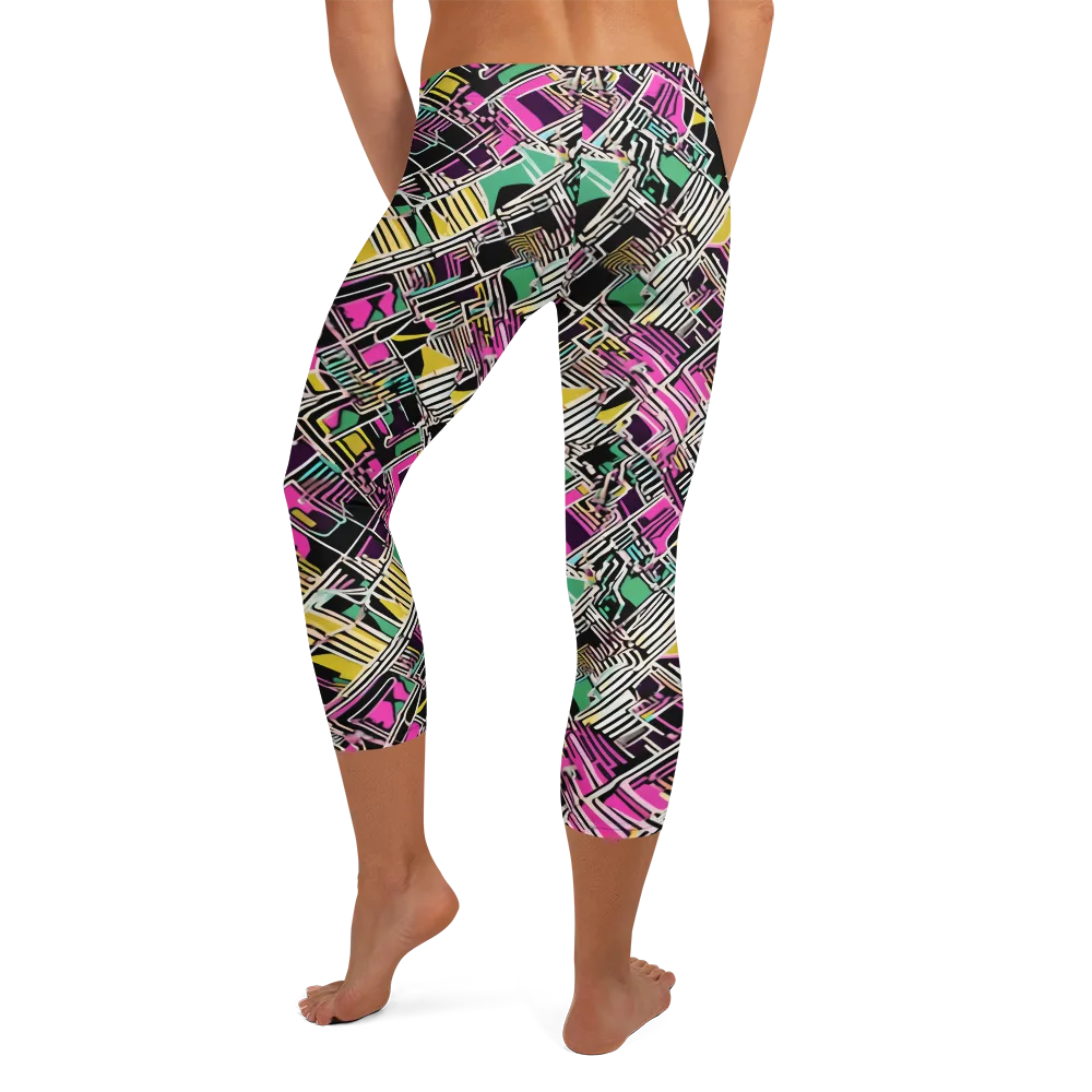 Neon Maze on Capri Leggings — Back