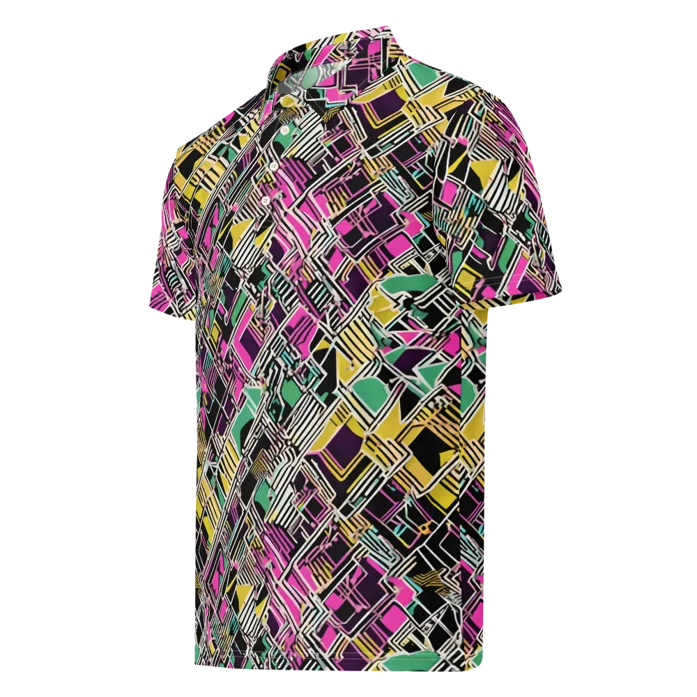 Neon Maze on Men's Slim Fit Polo Shirt — Left Front